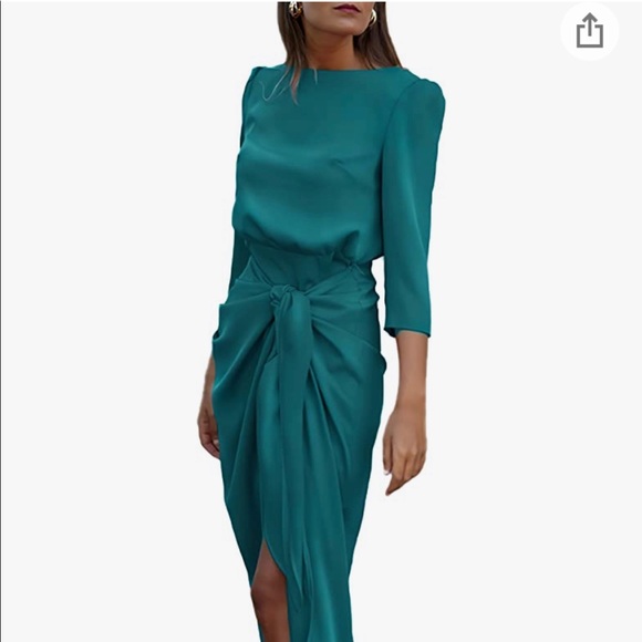 Women’s Satin long sleeve tie front dress 👗 - Picture 1 of 5